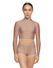 Solid Lycra LS Tneck Keyhole Back Crop Top