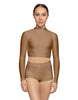 Solid Lycra LS Tneck Keyhole Back Crop Top