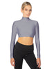 Solid Lycra LS Tneck Triangle Back Crop Top