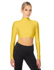 Solid Lycra LS Tneck Triangle Back Crop Top