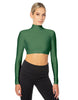 Solid Lycra LS Tneck Triangle Back Crop Top