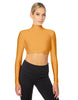 Solid Lycra LS Tneck Triangle Back Crop Top