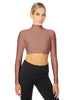 Solid Lycra LS Tneck Triangle Back Crop Top