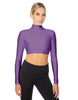 Solid Lycra LS Tneck Triangle Back Crop Top