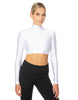 Solid Lycra LS Tneck Triangle Back Crop Top