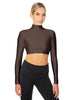 Solid Lycra LS Tneck Triangle Back Crop Top