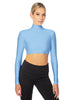 Solid Lycra LS Tneck Triangle Back Crop Top