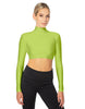 Solid Lycra LS Tneck Triangle Back Crop Top