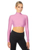 Solid Lycra LS Tneck Triangle Back Crop Top