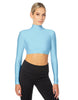 Solid Lycra LS Tneck Triangle Back Crop Top