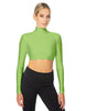 Solid Lycra LS Tneck Triangle Back Crop Top