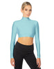 Solid Lycra LS Tneck Triangle Back Crop Top