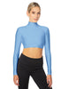 Solid Lycra LS Tneck Triangle Back Crop Top