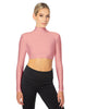 Solid Lycra LS Tneck Triangle Back Crop Top
