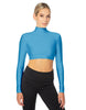 Solid Lycra LS Tneck Triangle Back Crop Top
