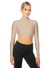 Solid Lycra LS Tneck Triangle Back Crop Top