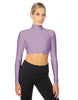Solid Lycra LS Tneck Triangle Back Crop Top