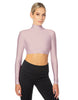 Solid Lycra LS Tneck Triangle Back Crop Top