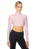 Solid Lycra LS Tneck Triangle Back Crop Top