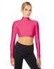 Solid Lycra LS Tneck Triangle Back Crop Top