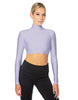 Solid Lycra LS Tneck Triangle Back Crop Top