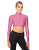 Solid Lycra LS Tneck Triangle Back Crop Top