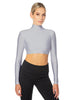 Solid Lycra LS Tneck Triangle Back Crop Top