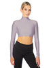 Solid Lycra LS Tneck Triangle Back Crop Top