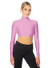 Solid Lycra LS Tneck Triangle Back Crop Top