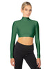 Solid Lycra LS Tneck Triangle Back Crop Top
