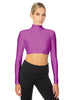 Solid Lycra LS Tneck Triangle Back Crop Top
