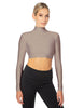 Solid Lycra LS Tneck Triangle Back Crop Top