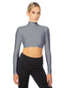 Solid Lycra LS Tneck Triangle Back Crop Top