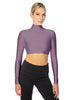 Solid Lycra LS Tneck Triangle Back Crop Top