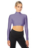 Solid Lycra LS Tneck Triangle Back Crop Top
