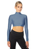 Solid Lycra LS Tneck Triangle Back Crop Top