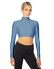 Solid Lycra LS Tneck Triangle Back Crop Top