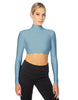 Solid Lycra LS Tneck Triangle Back Crop Top