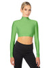 Solid Lycra LS Tneck Triangle Back Crop Top