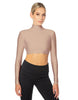 Solid Lycra LS Tneck Triangle Back Crop Top