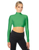 Solid Lycra LS Tneck Triangle Back Crop Top