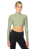 Solid Lycra LS Tneck Triangle Back Crop Top