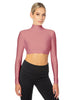 Solid Lycra LS Tneck Triangle Back Crop Top