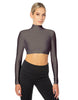 Solid Lycra LS Tneck Triangle Back Crop Top