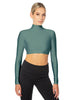 Solid Lycra LS Tneck Triangle Back Crop Top