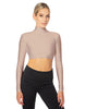 Solid Lycra LS Tneck Triangle Back Crop Top