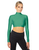 Solid Lycra LS Tneck Triangle Back Crop Top