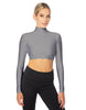 Solid Lycra LS Tneck Triangle Back Crop Top