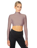 Solid Lycra LS Tneck Triangle Back Crop Top