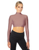 Solid Lycra LS Tneck Triangle Back Crop Top
